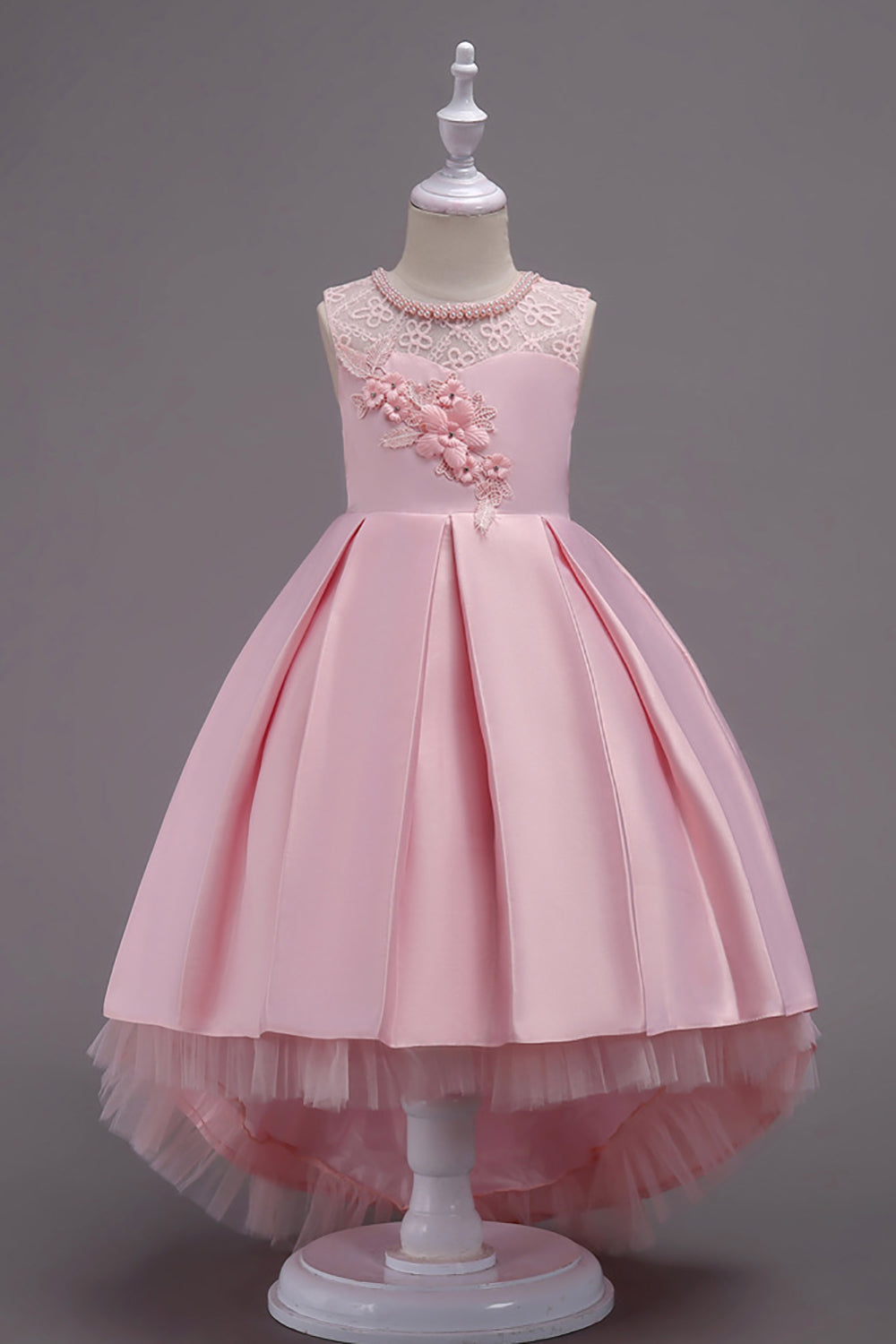 Robe haute haute fleur bleue avec perles