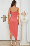 Robe de cocktail Off the Shoulder Sunset Bodycon avec volants