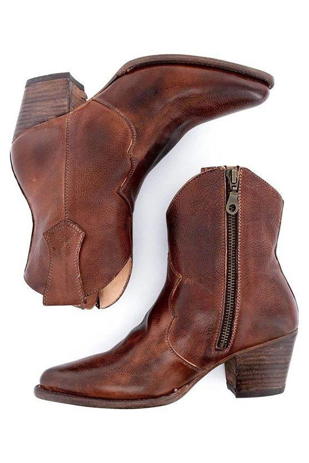 Cuir PU marron Chunky Steels Boho Bottes