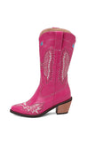 Broderie noire Mid Calf Chunky Heel Western Boots