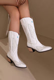 Broderie noire Mid Calf Chunky Heel Western Boots