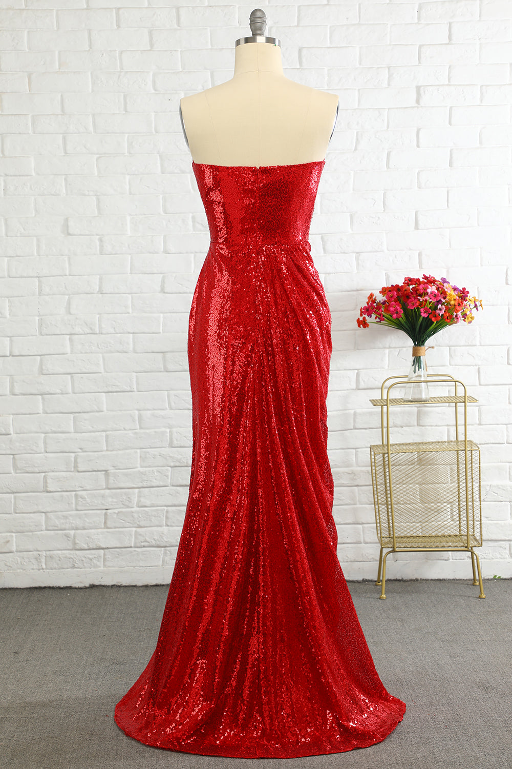 Fourreau Sweetheart Red Sequins Robe de bal avec paillettes