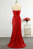 Fourreau Sweetheart Red Sequins Robe de bal avec paillettes