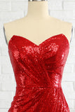 Fourreau Sweetheart Red Sequins Robe de bal avec paillettes