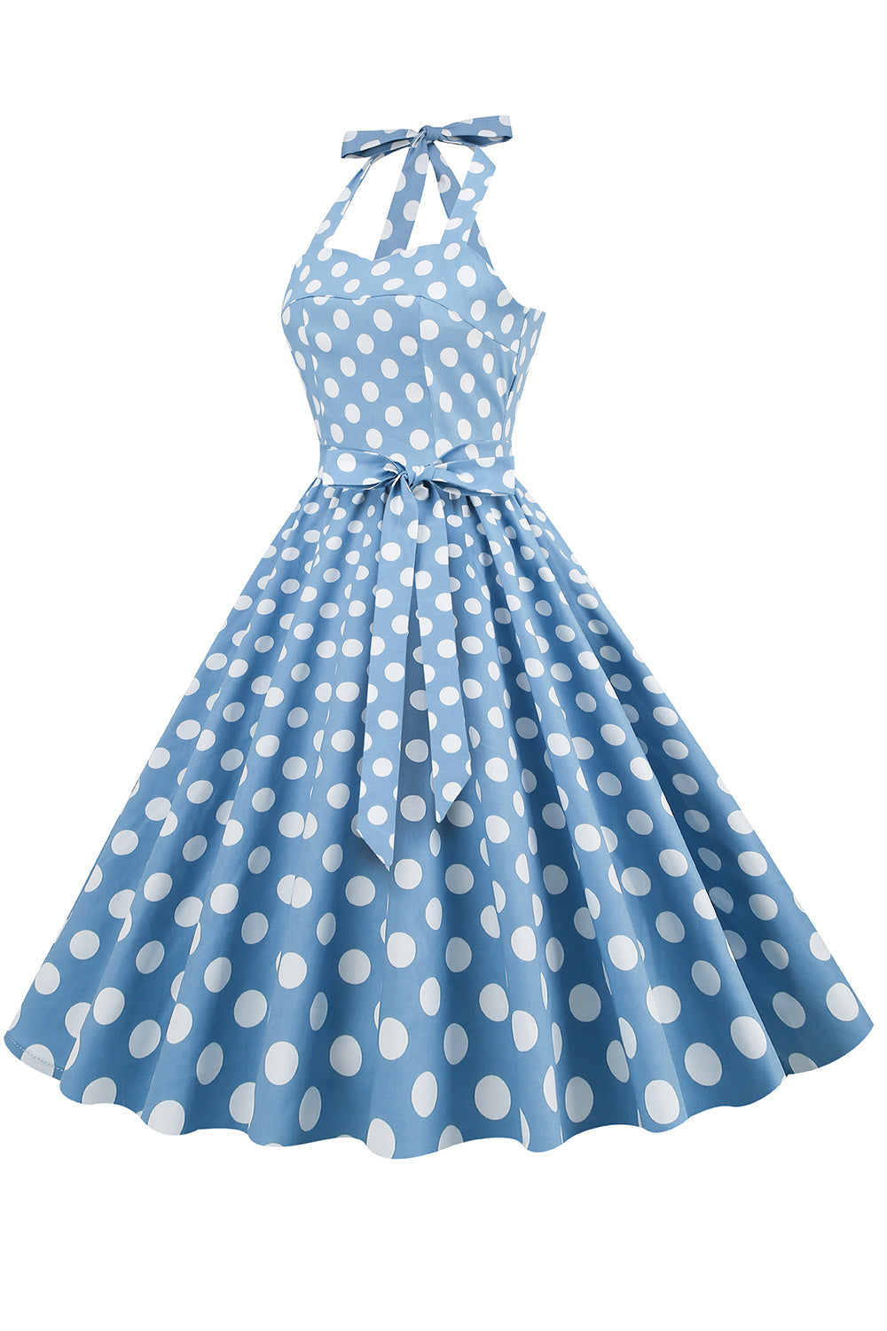 Robe Halter Blue Polka Dots années 50