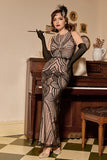 Sexy Backless Noir Doré Des années 20 Robe Sexy Backless