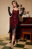 Noir Rouge Spaghetti Sangles 1920s Robe
