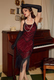 Noir Rouge Spaghetti Sangles 1920s Robe