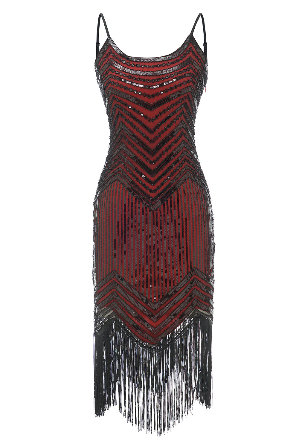 Noir Rouge Spaghetti Sangles 1920s Robe