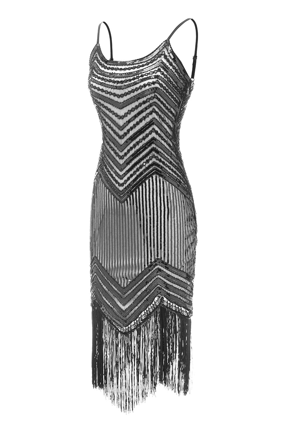 Bodycon Noir Argent Paillettes 1920s Robe