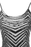 Bodycon Noir Argent Paillettes 1920s Robe