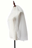 Voile de mariée blanc perlé mi-long fait à la main