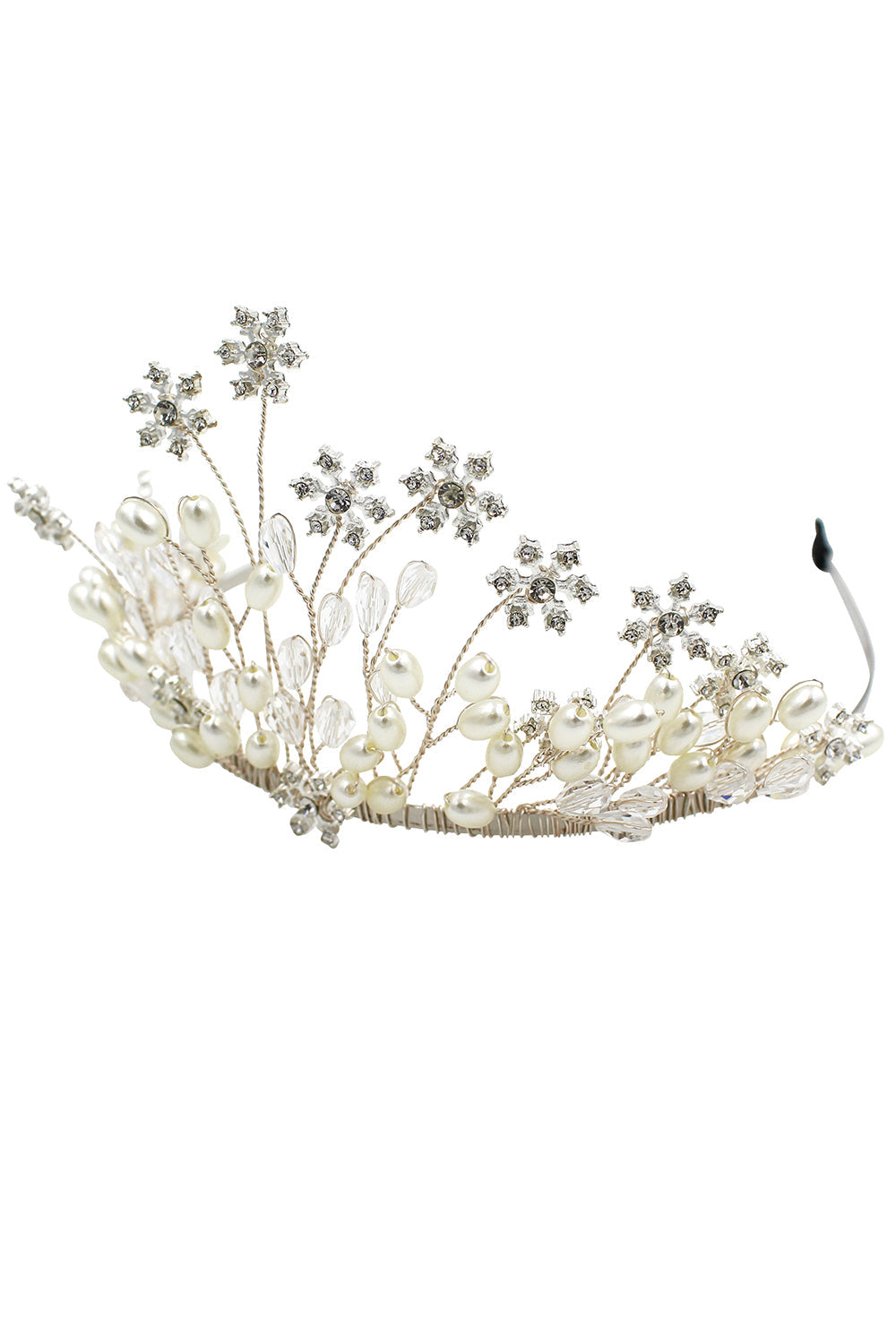 Couronne nuptiale de fleur de flocon de neige perle