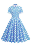 Pois style Hepburn Robe vintage à manches courtes