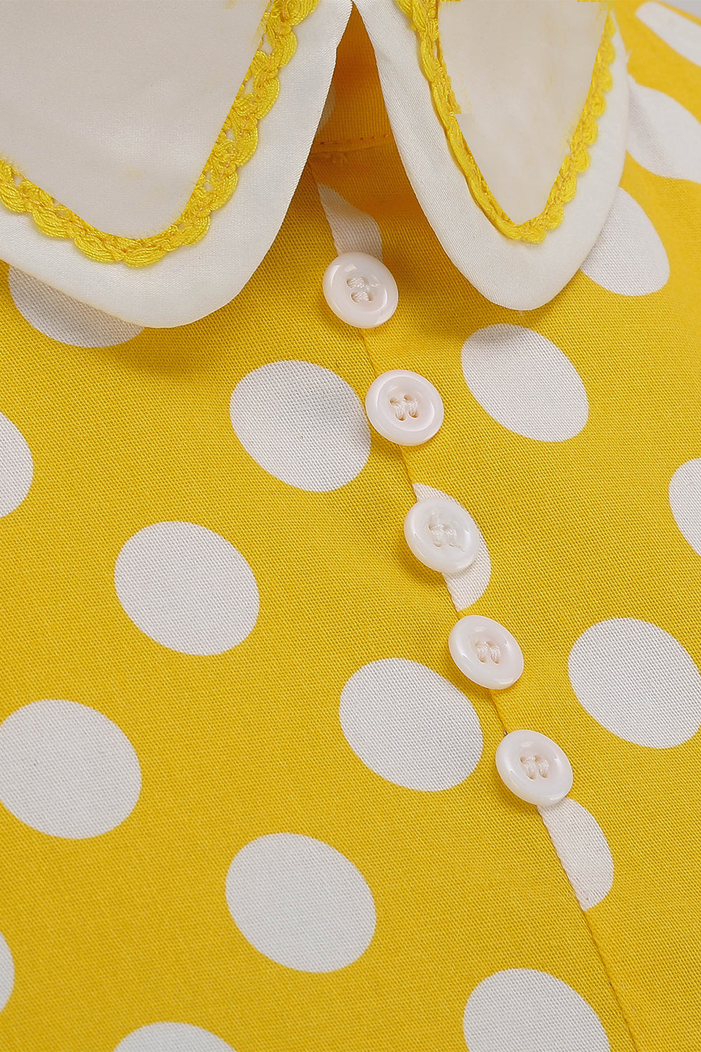 Robe à pois jaunes printemps 1950