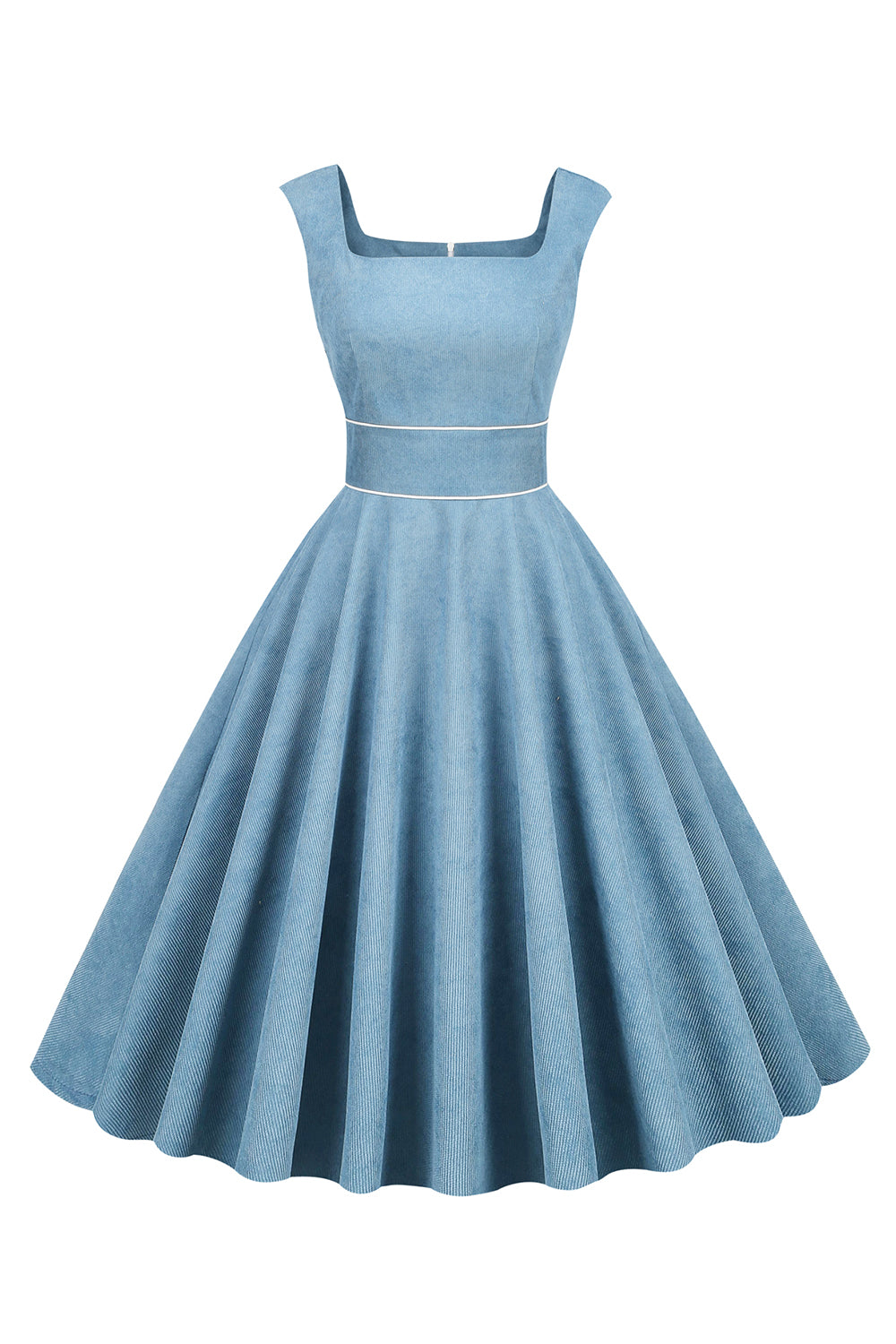 Robe jaune à col carré des années 1950