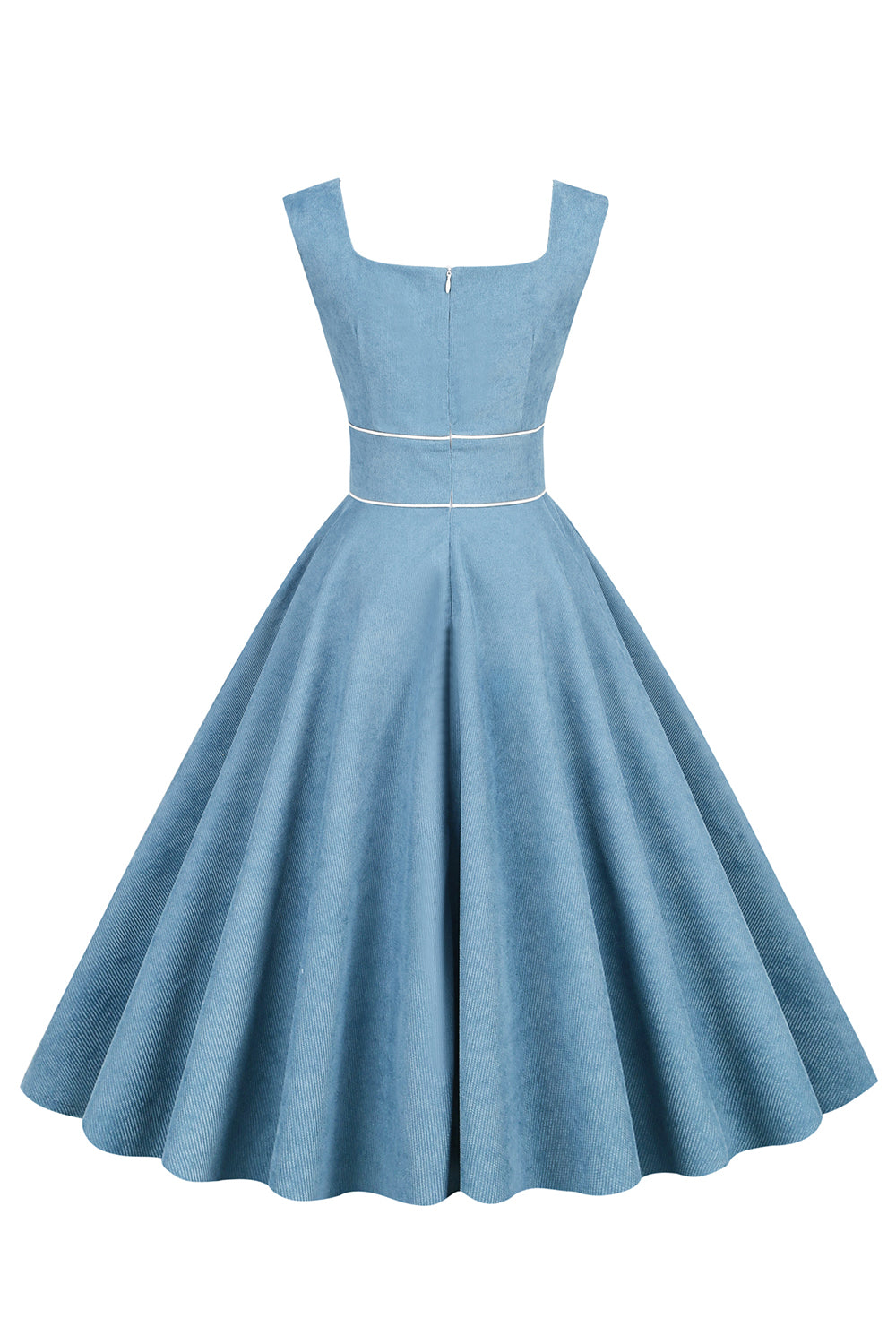 Robe jaune à col carré des années 1950