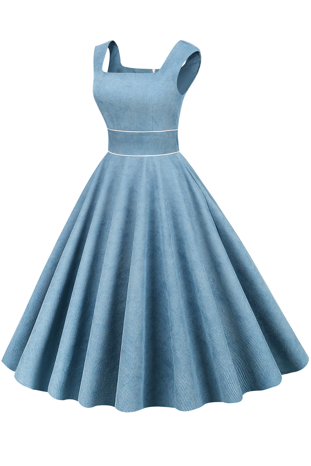 Robe jaune à col carré des années 1950