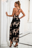 Gaine Spaghetti Straps Noir Longue Robe de Bal avec Fente