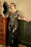 Noir Golden Plus Taille 1920s Robe à paillettes