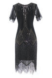 Luxueuse robe à franges perlées à paillettes des années 1920