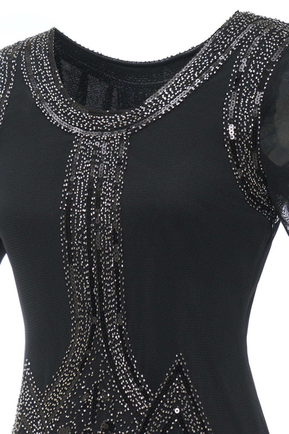 Luxueuse robe à franges perlées à paillettes des années 1920