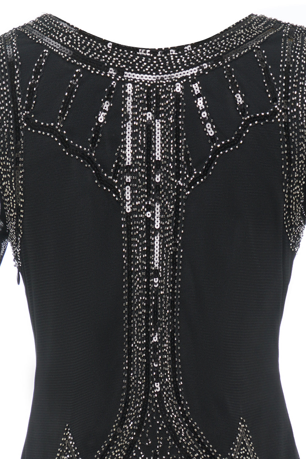 Luxueuse robe à franges perlées à paillettes des années 1920