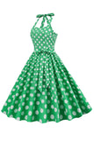 Robe pin up green Polka Dots années 1950