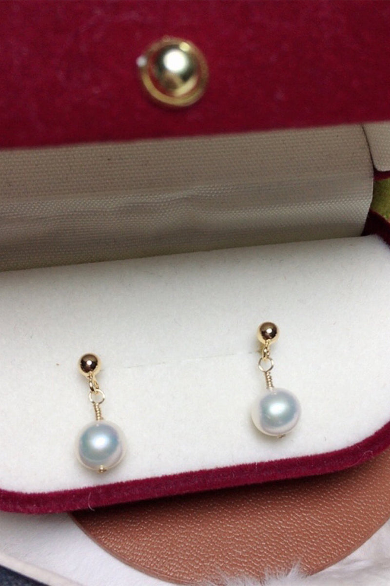 Zapaka Femmes Blanc Boucles d'oreilles Vintage Freshwater Pearl