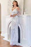 Glitter Mermaid White Sequins Robe de bal