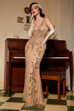 Champagne Sequins Gatsby Robe de bal des années 20