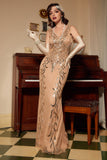 Champagne Sequins Gatsby Robe de bal des années 20
