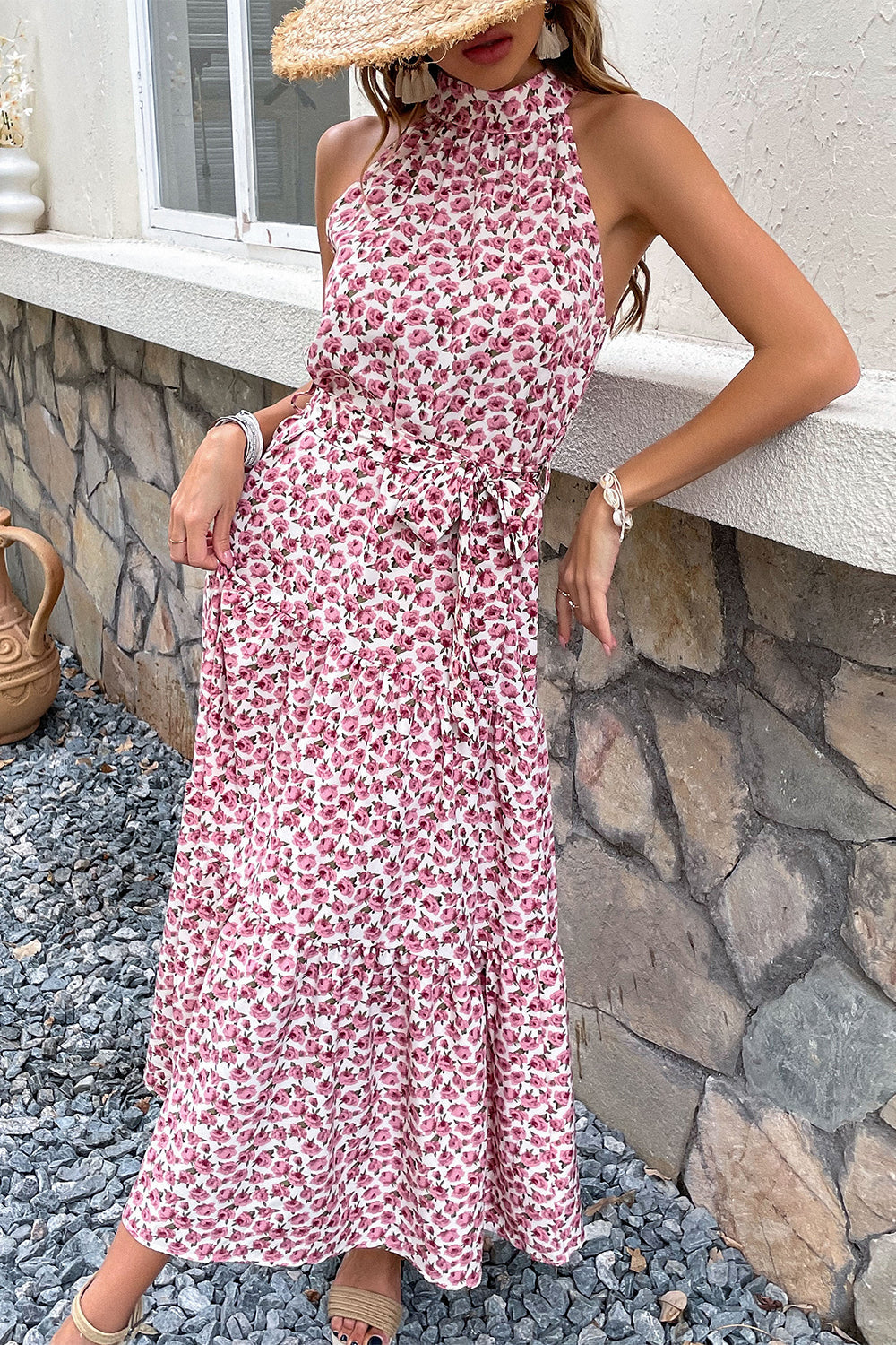 Silm Fit Halter Robe d’été florale