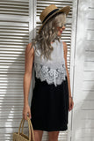 Robe d’été en dentelle lambrissée sans manches