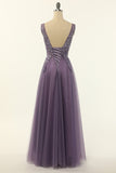 Tulle Purple A-line Robe de bal