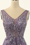 Tulle Purple A-line Robe de bal