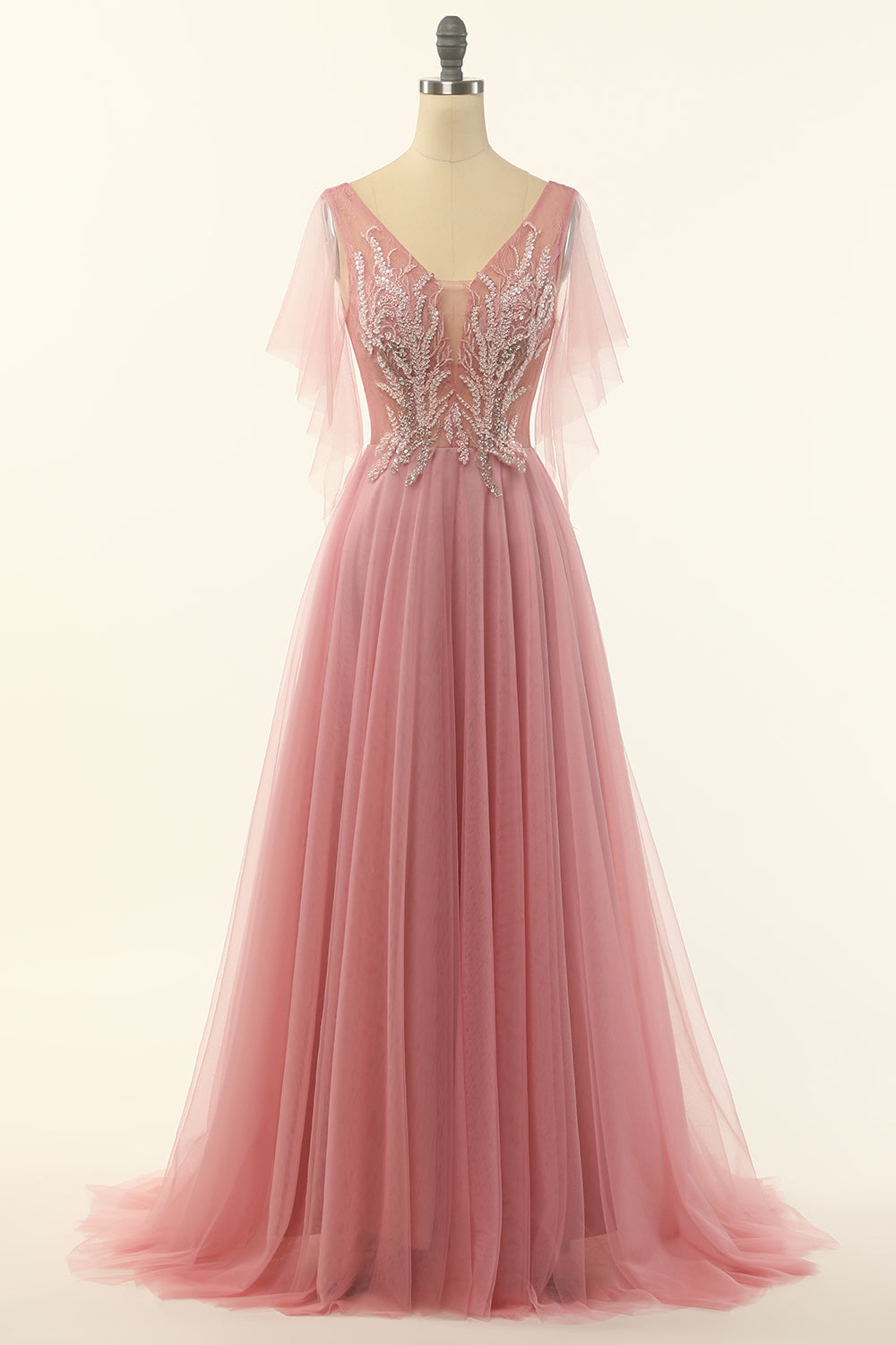Blush Beading Tulle A-line Robe de bal