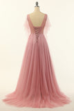 Blush Beading Tulle A-line Robe de bal