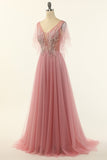 Blush Beading Tulle A-line Robe de bal