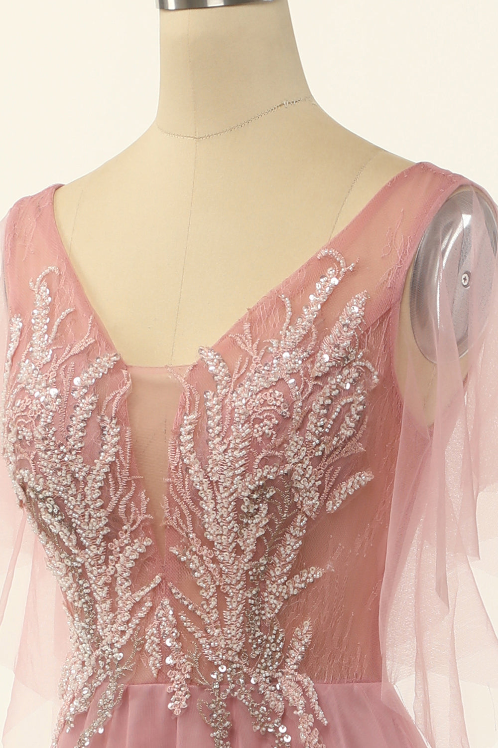 Blush Beading Tulle A-line Robe de bal