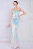 Dazzle Light White Seuiqned Mermaid Prom Robe de bal