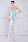Dazzle Light White Seuiqned Mermaid Prom Robe de bal