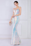 Dazzle Light White Seuiqned Mermaid Prom Robe de bal