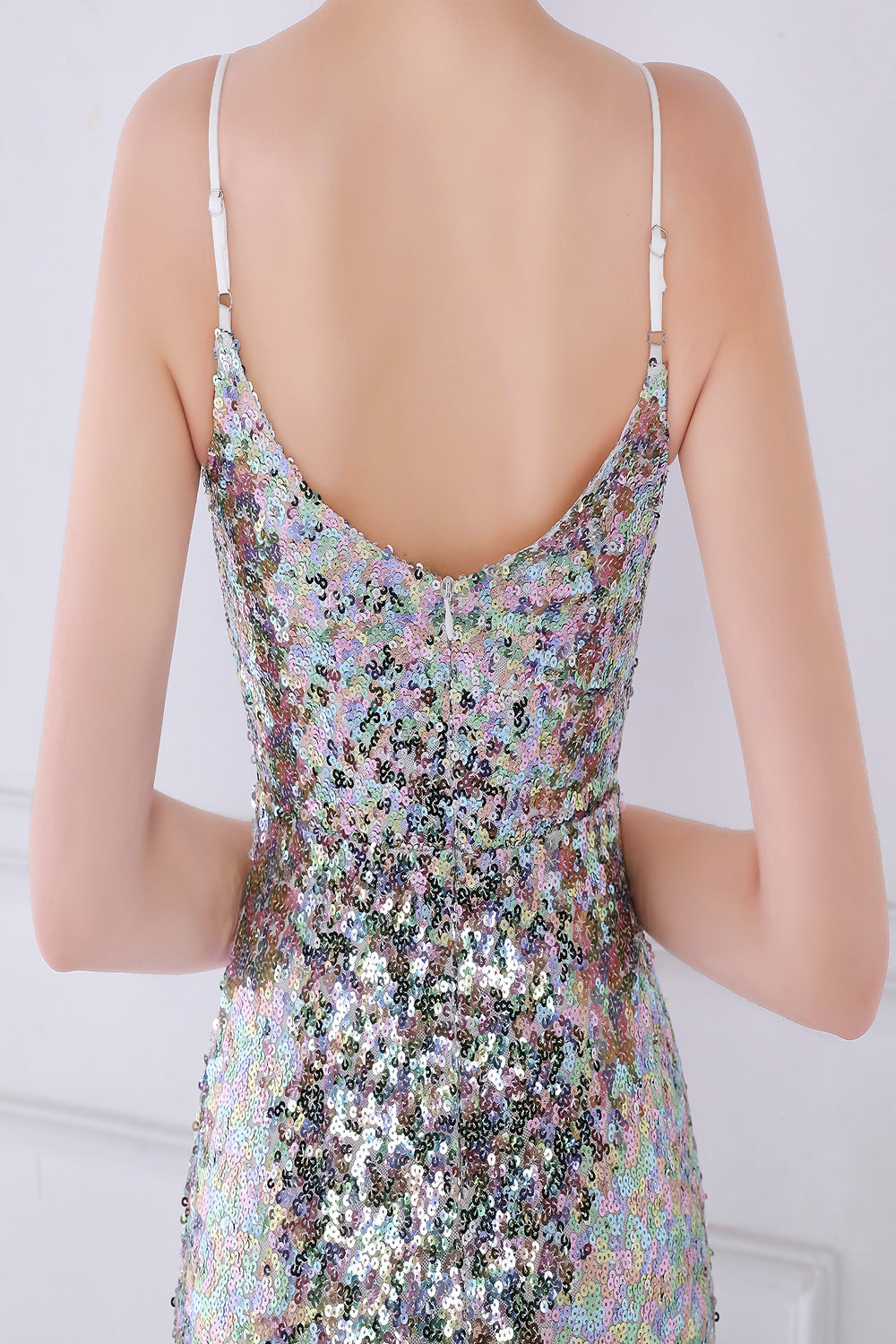 Dazzle Light White Seuiqned Mermaid Prom Robe de bal