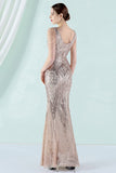 Robe de soirée sirène à col en V profond blanc