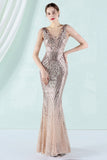 Robe de soirée sirène à col en V profond blanc