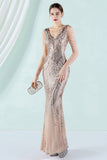 Robe de soirée sirène à col en V profond blanc