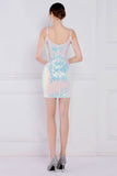 Lumière éblouissante Blanche Mini Bodycon Robe de cocktail à paillettes