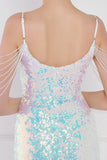 Lumière éblouissante Blanche Mini Bodycon Robe de cocktail à paillettes