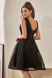 Robe de retour à la maison à col en V noir